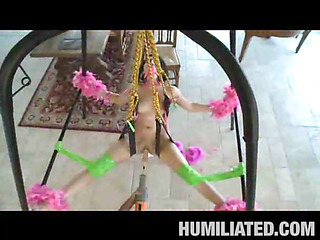Madison had a blast getting fastened up with feather boas on a sex swing and having her face hole gagged to keep this little messy legal age teenager slut from making too much noise. Her legs were widen wide open and was dripping with cum, begging to be fucked! We sprayed party string all over and cranked the fuck machine on high just in advance of that babe took a pounding from a hard shlong...